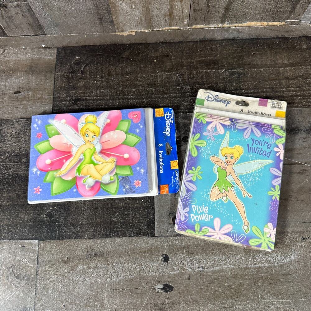 8 Pack Disney TinkerBell INVITATIONS Envelopes Birthday Party Lot of 2 Tink